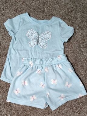 Garanimals Light Blue Butterfly Daisy Tee & Shorts Set